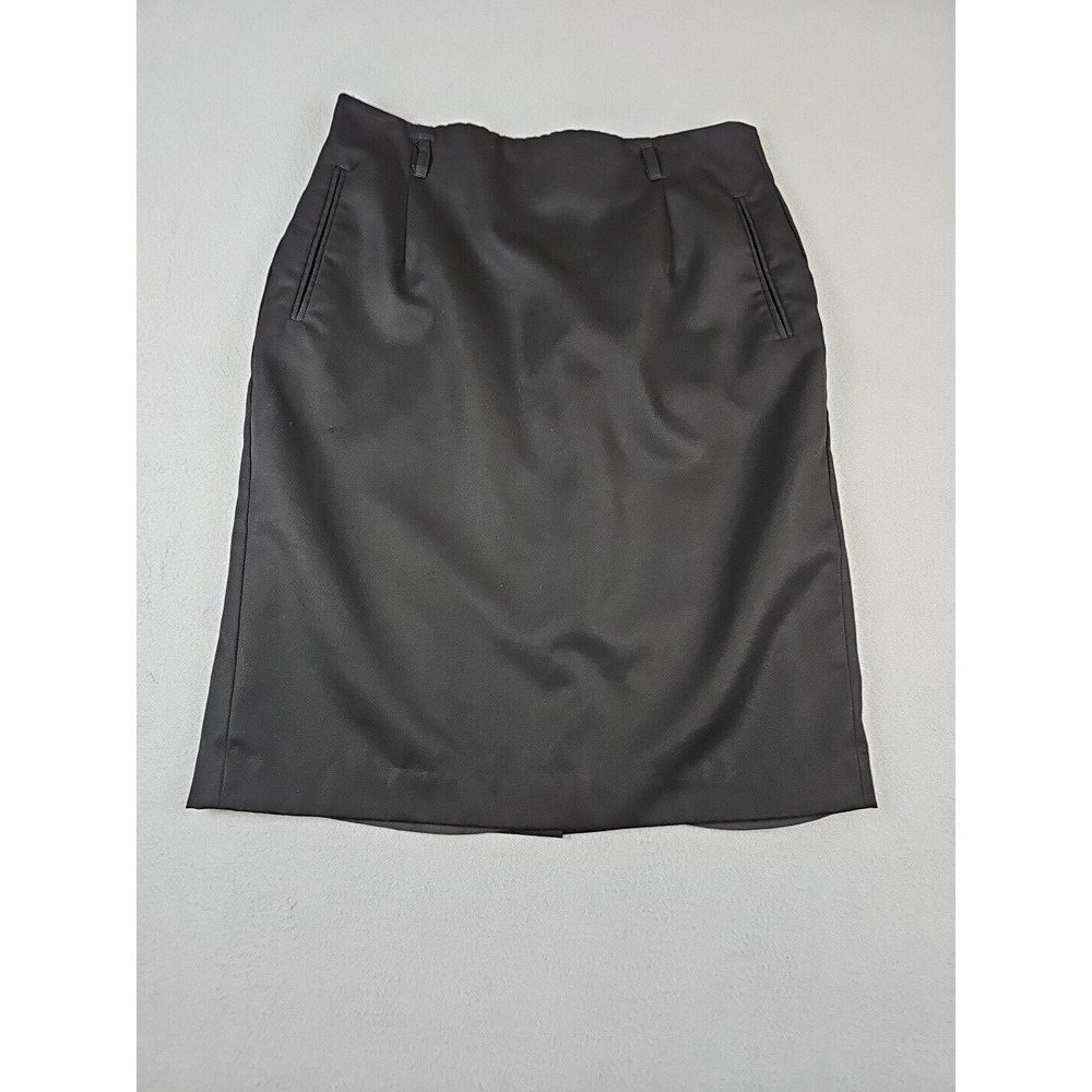 Rafaella Size 14 Pencil‎ Skirt Black 100% Wool Side Pockets Back Zip